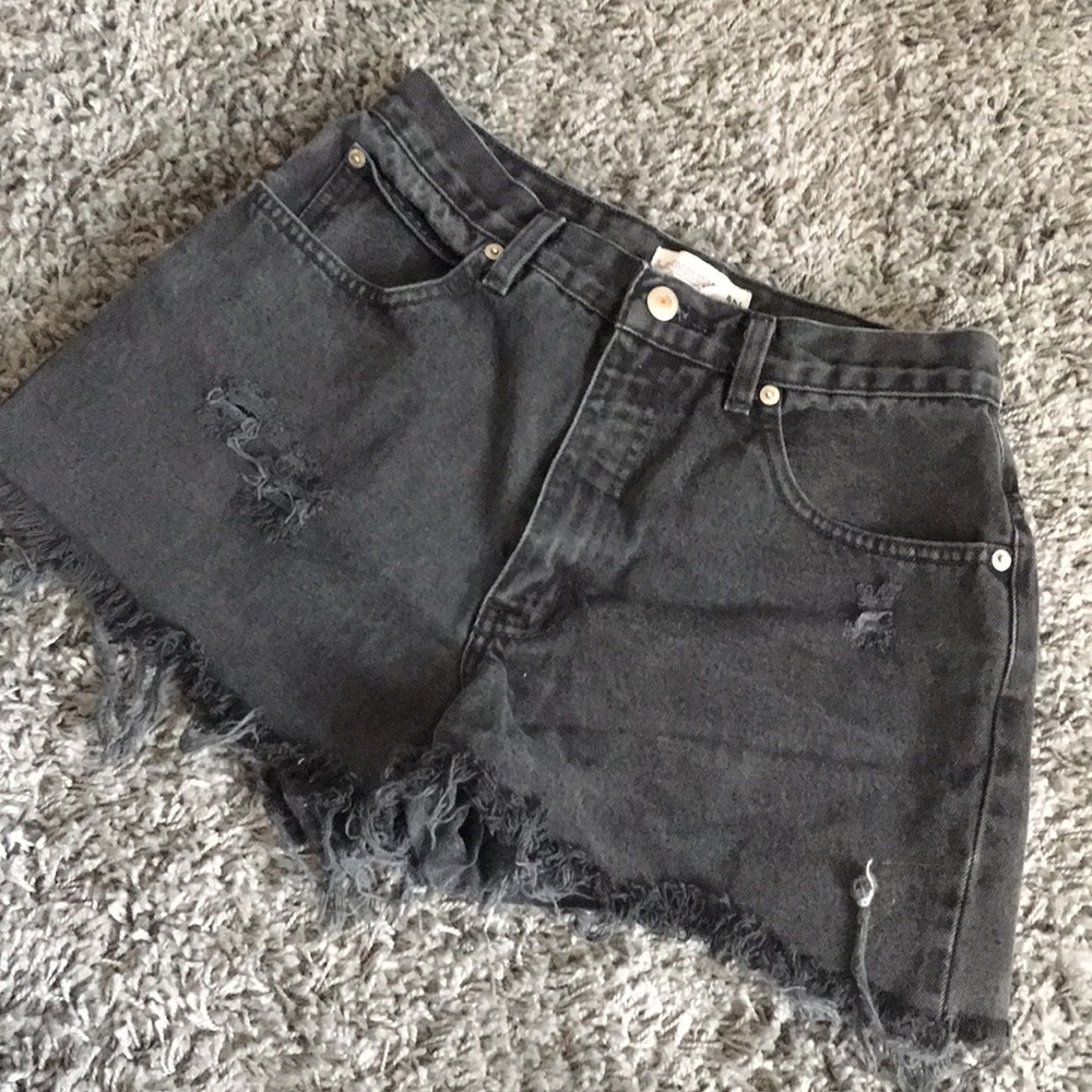 Black denim shorts